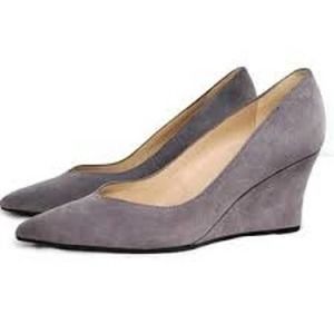 𝅺Marc Fisher Calea Grey Sueded Wedge Pointed Toe Heels - 9.5